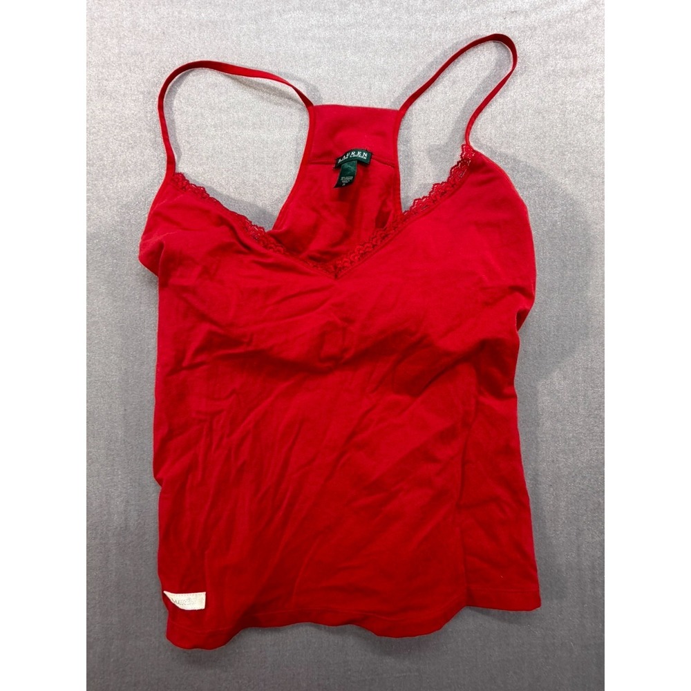 Lauren Ralph Lauren Camisole‎ Women Top Spaghetti Straps Red Size Small